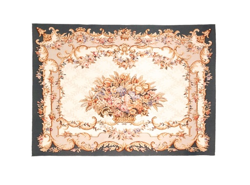 [70031] Tapiz Aubusson de lujo. Diseño floral clásico. Hecho a mano. Añade elegancia a cualquier habitación.