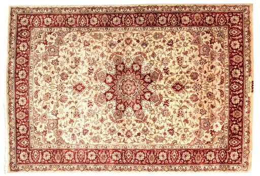 Alfombra clásica oriental Tabriz - lana y seda - 203x138cm