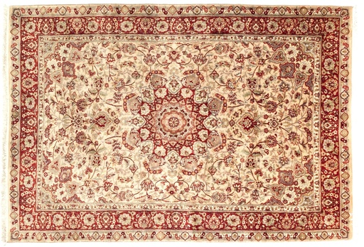 Alfombra clásica oriental Tabriz - lana y seda - 197x137cm